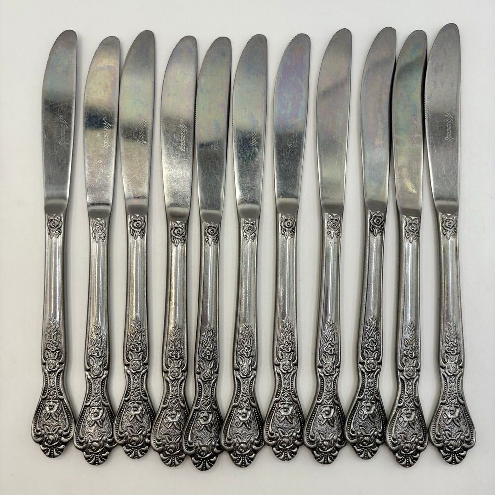 Vintage 1847 Roger Bros Silver-plate Dinner Knives Normandy Pattern Set of 11